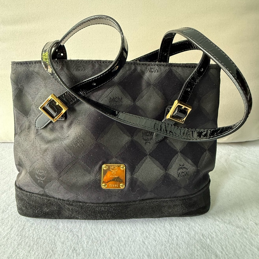 MCM Authentic Vintage Black and Gold Shoulder Bag